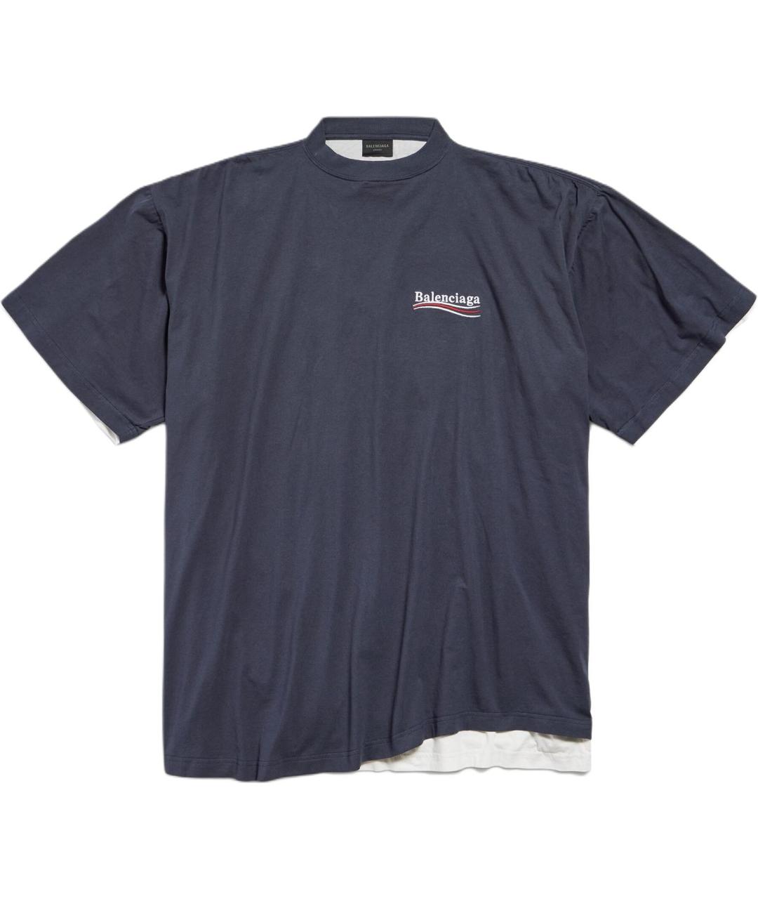 BALENCIAGA Синяя хлопковая футболка, фото 1
