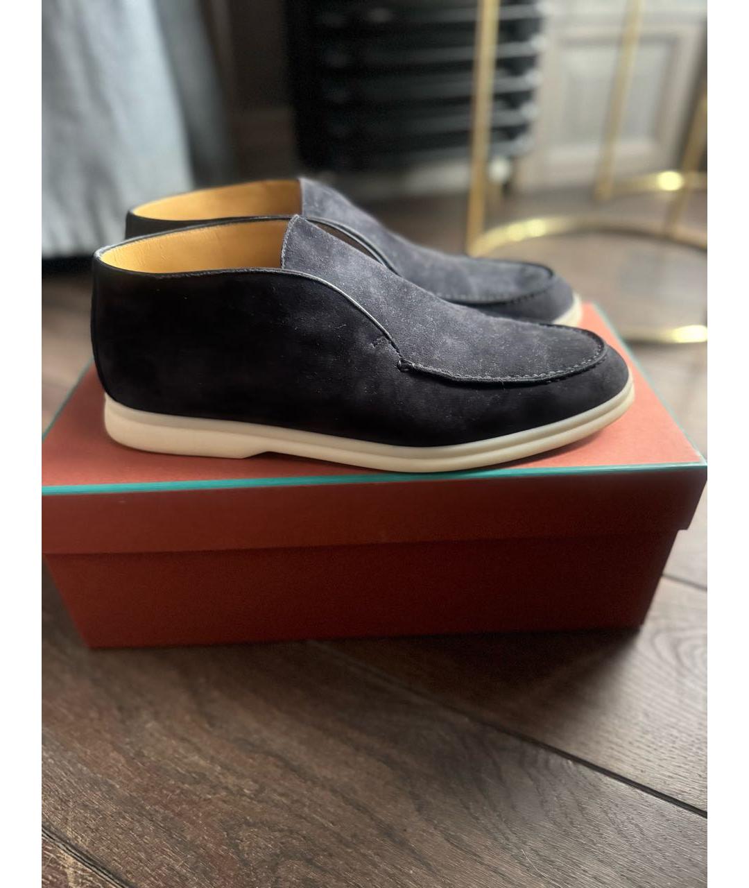 LORO PIANA Черные замшевые лоферы, фото 7