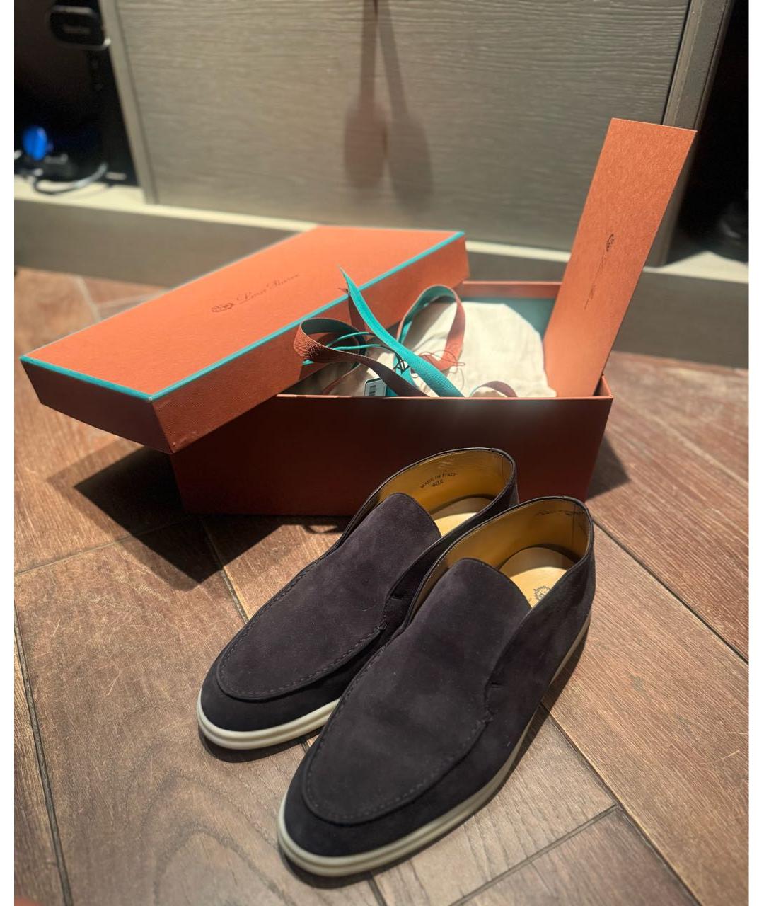 LORO PIANA Черные замшевые лоферы, фото 2