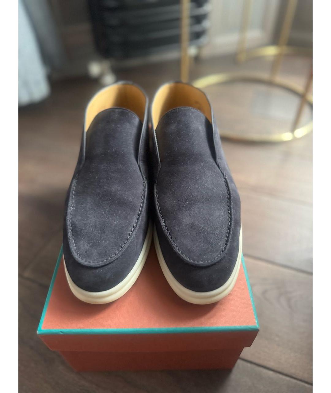 LORO PIANA Черные замшевые лоферы, фото 3