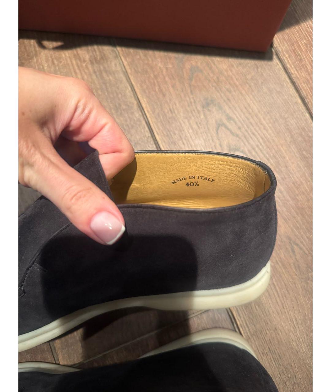 LORO PIANA Черные замшевые лоферы, фото 5