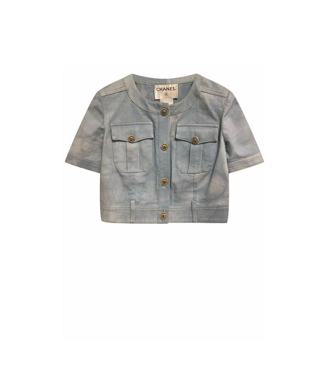 CHANEL Голубой деним жакет/пиджак, фото 6
