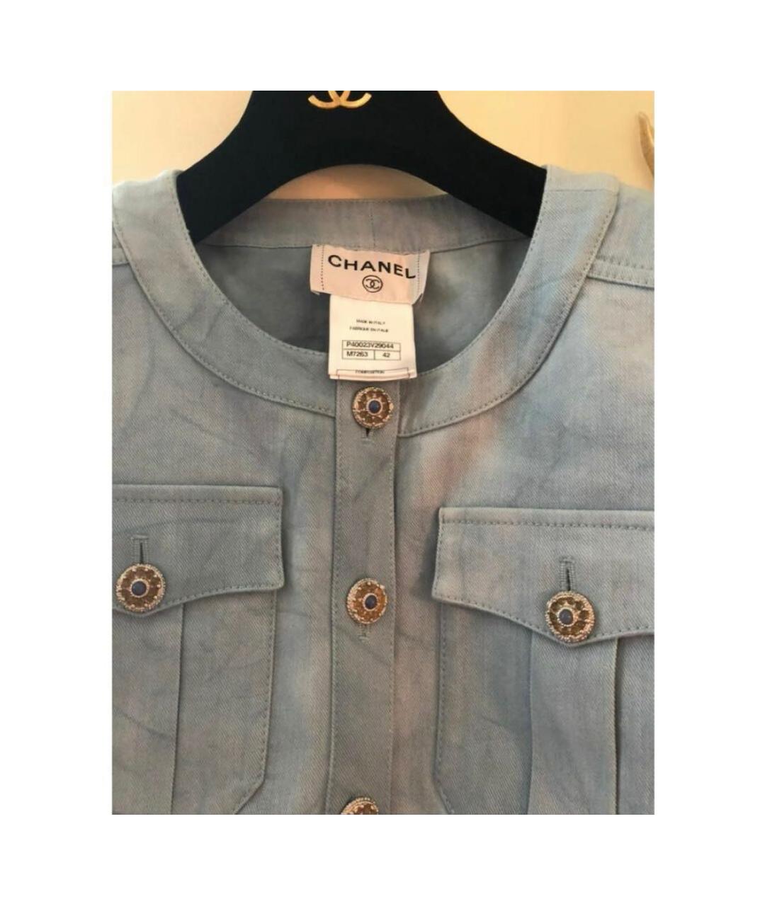 CHANEL Голубой деним жакет/пиджак, фото 2