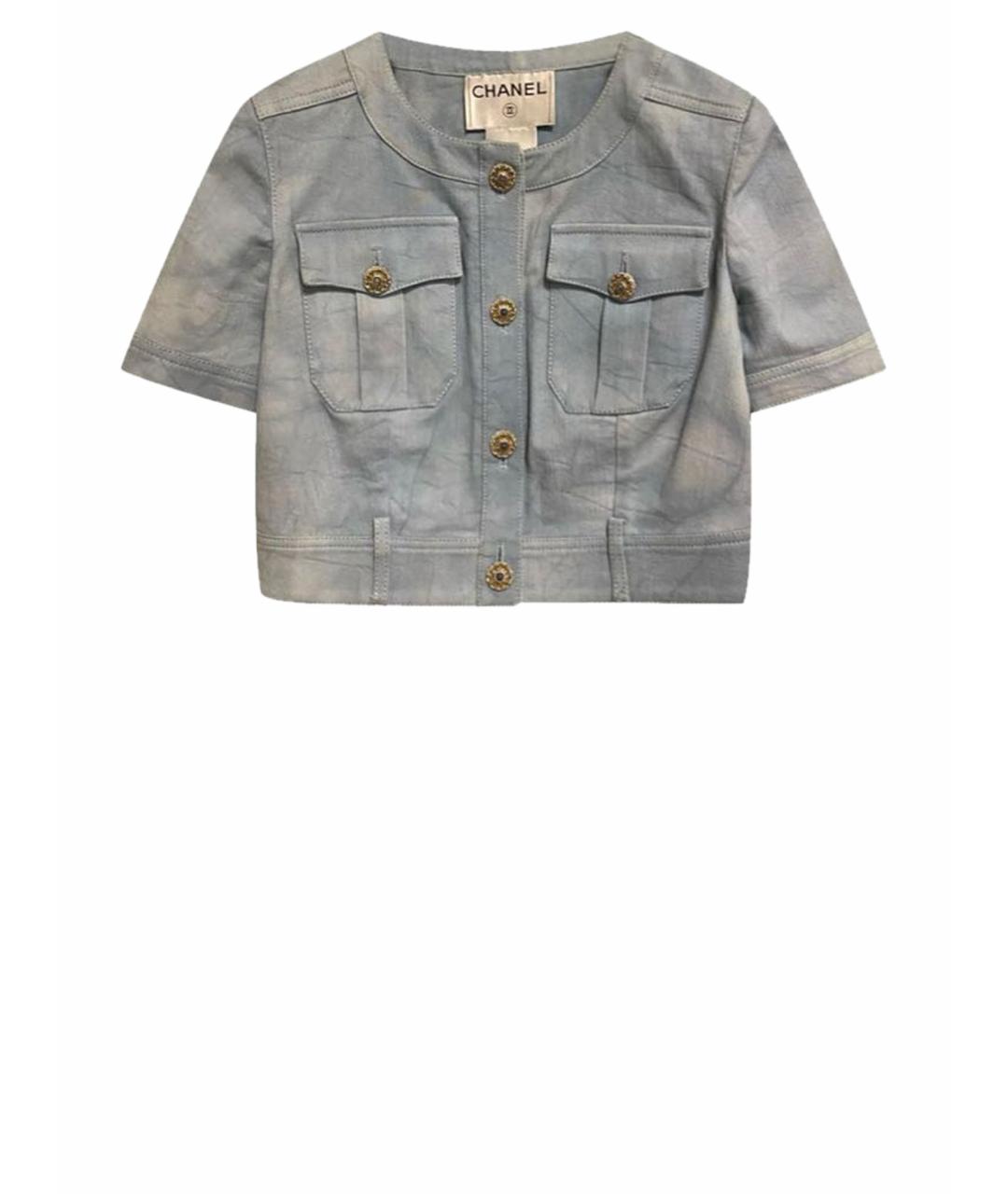 CHANEL Голубой деним жакет/пиджак, фото 1