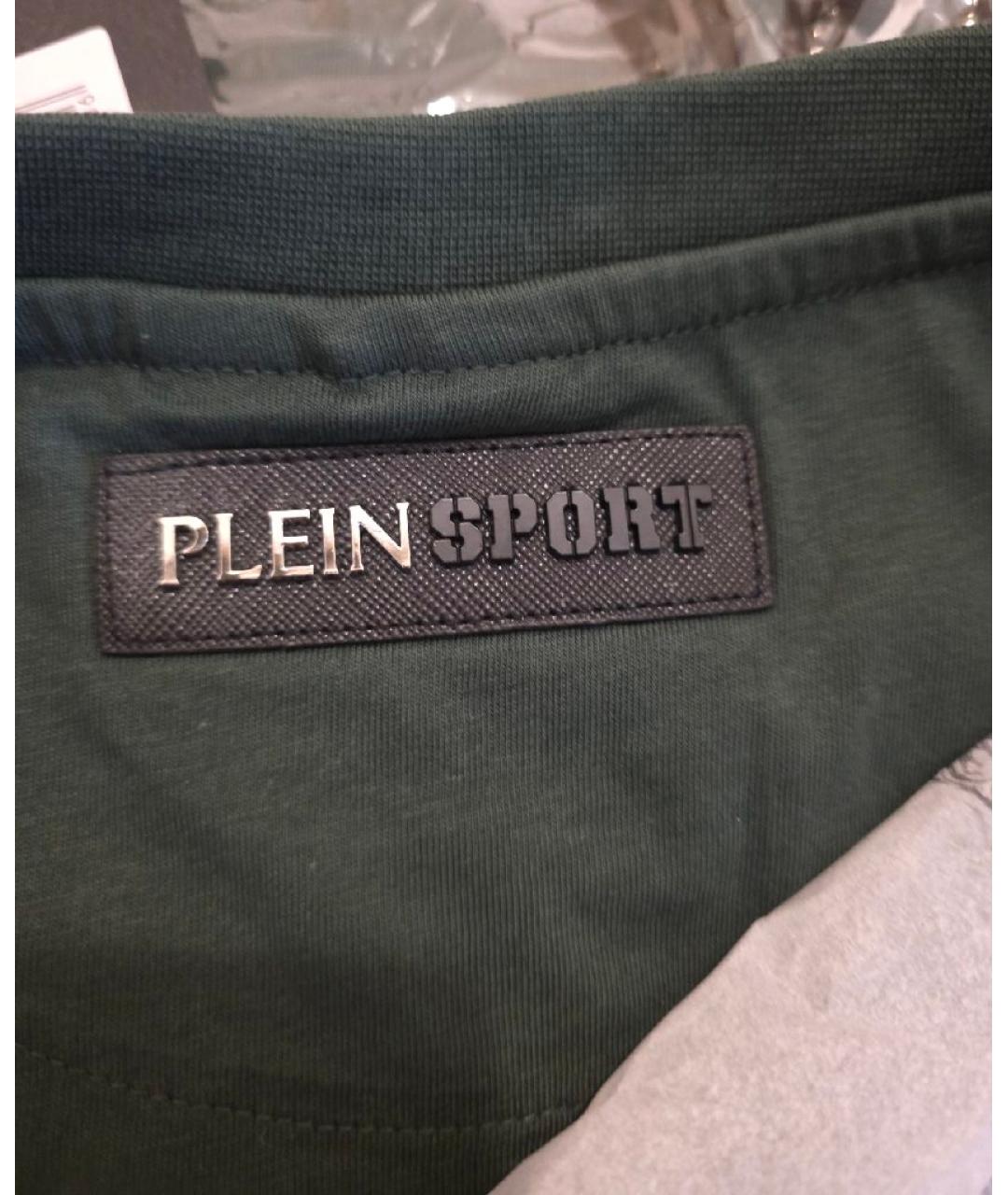 PLEIN SPORT Зеленая хлопковая футболка, фото 4