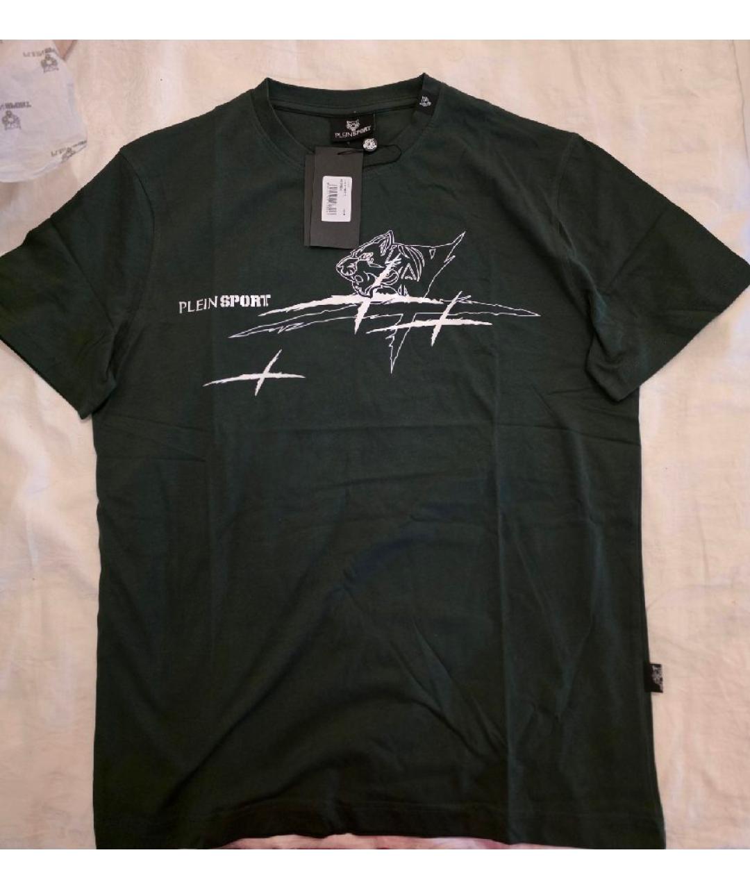 PLEIN SPORT Зеленая хлопковая футболка, фото 9