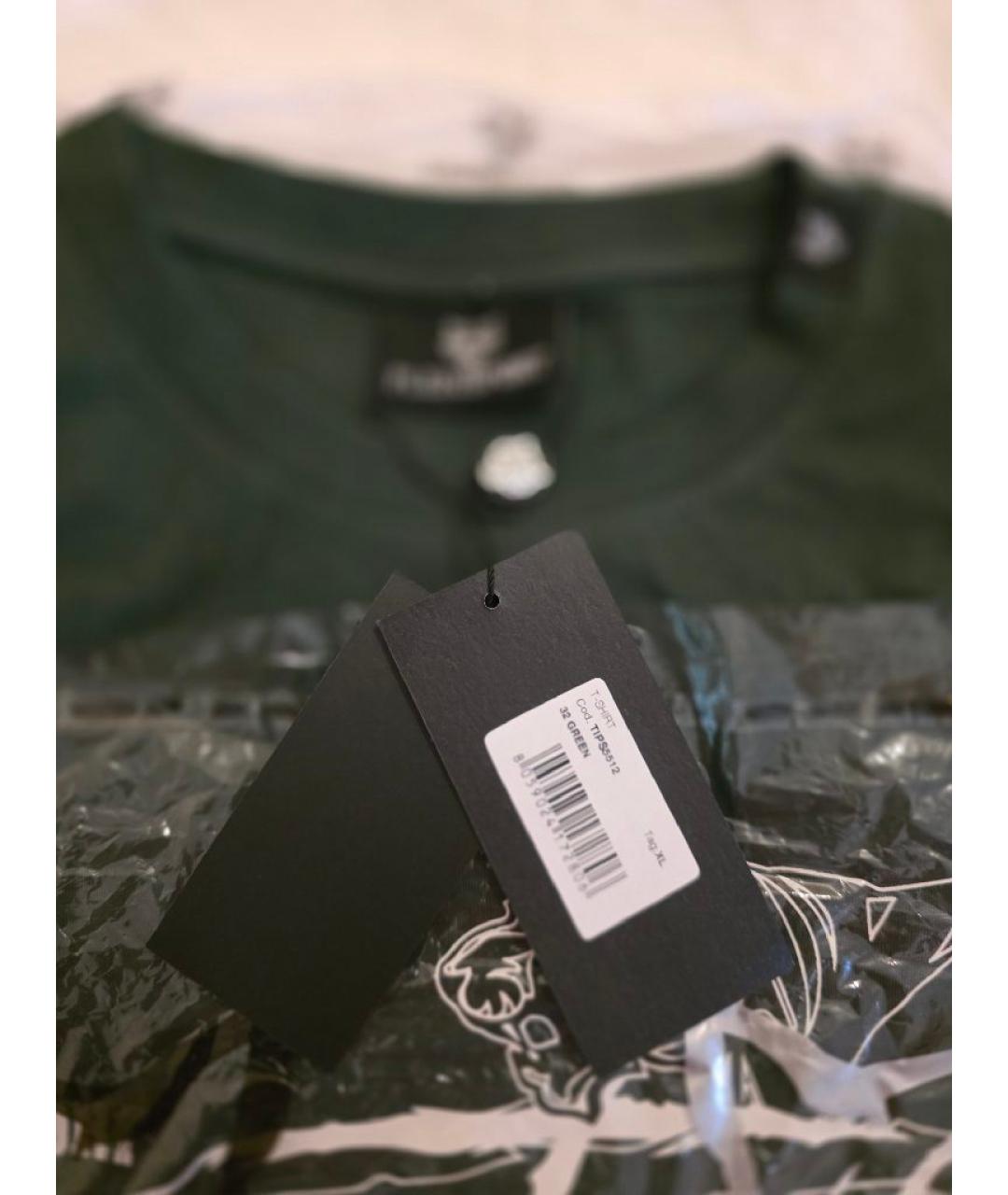 PLEIN SPORT Зеленая хлопковая футболка, фото 3