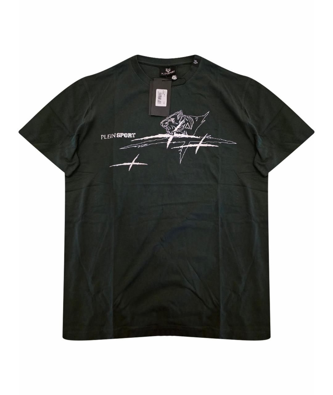 PLEIN SPORT Зеленая хлопковая футболка, фото 1