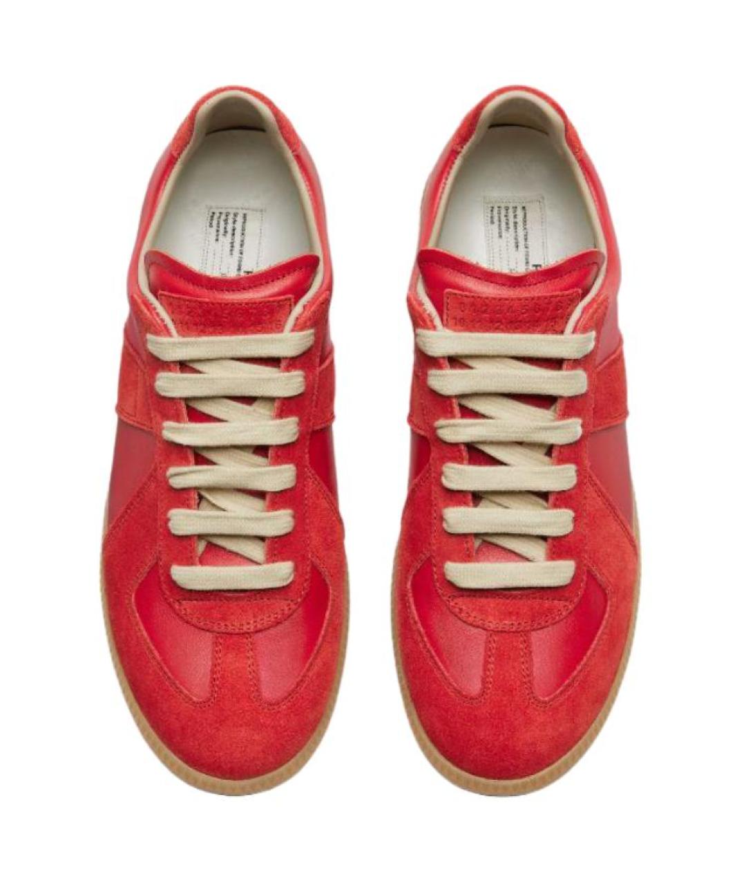 MAISON MARGIELA Красные кожаные кеды, фото 4