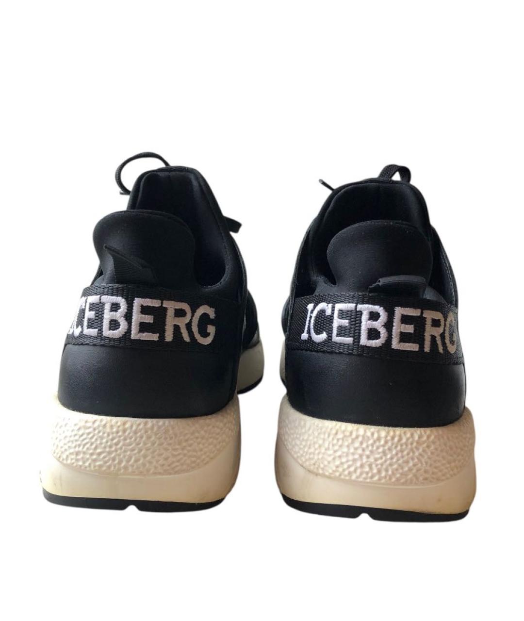 ICEBERG Черные кожаные низкие кроссовки / кеды, фото 4