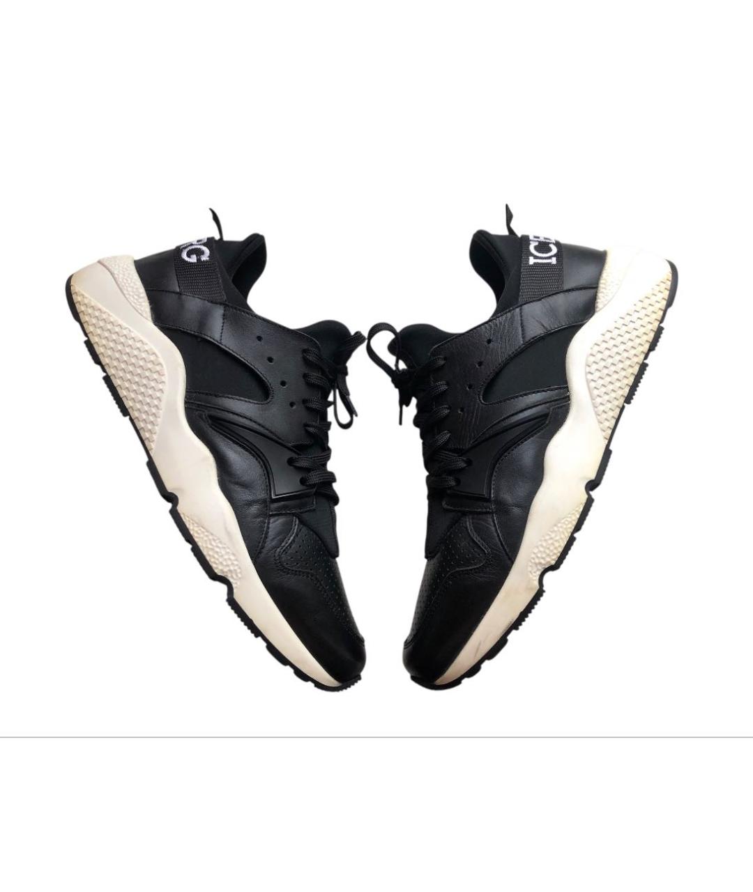 ICEBERG Черные кожаные низкие кроссовки / кеды, фото 2