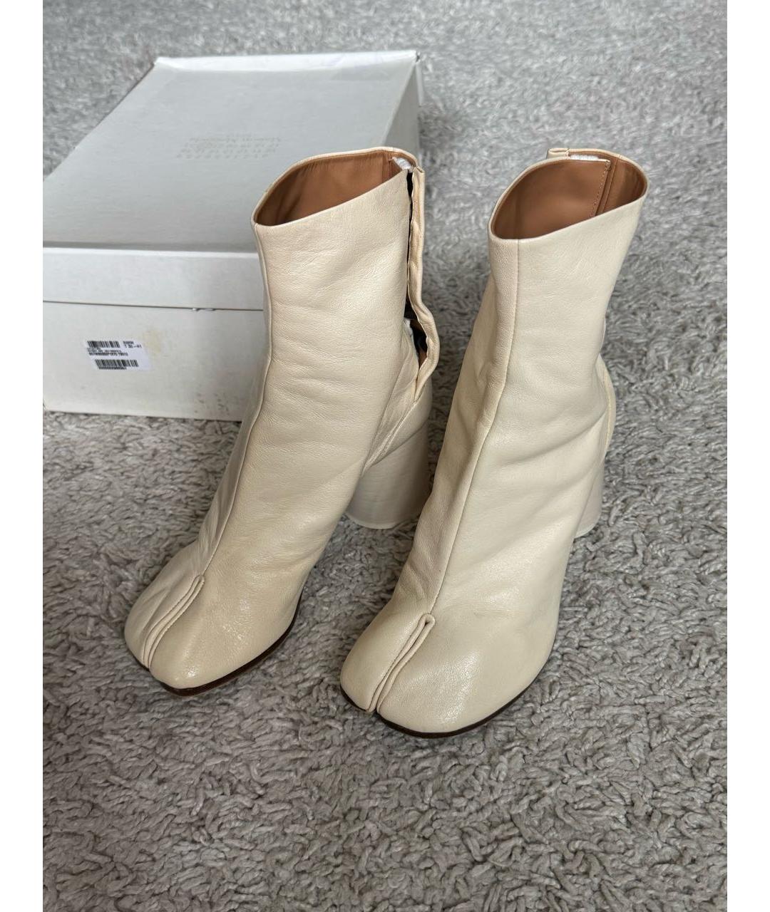 MAISON MARGIELA Бежевые кожаные ботильоны, фото 2