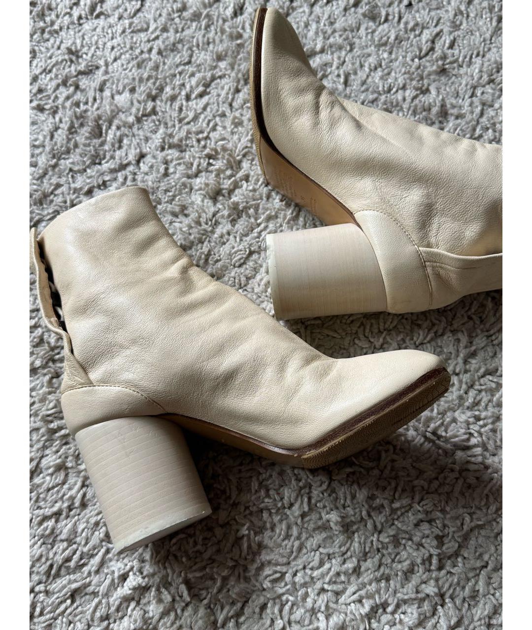 MAISON MARGIELA Бежевые кожаные ботильоны, фото 8