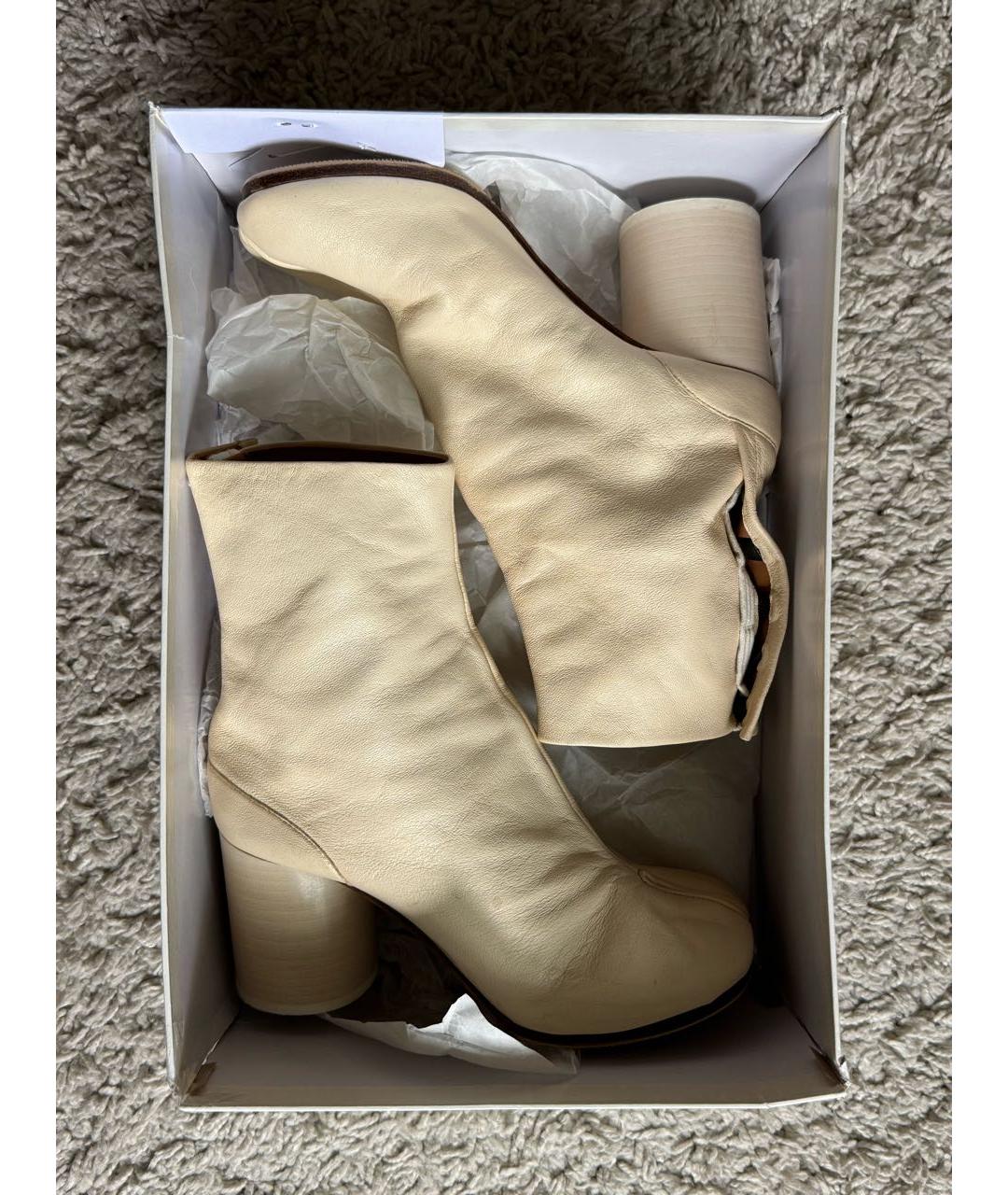 MAISON MARGIELA Бежевые кожаные ботильоны, фото 4
