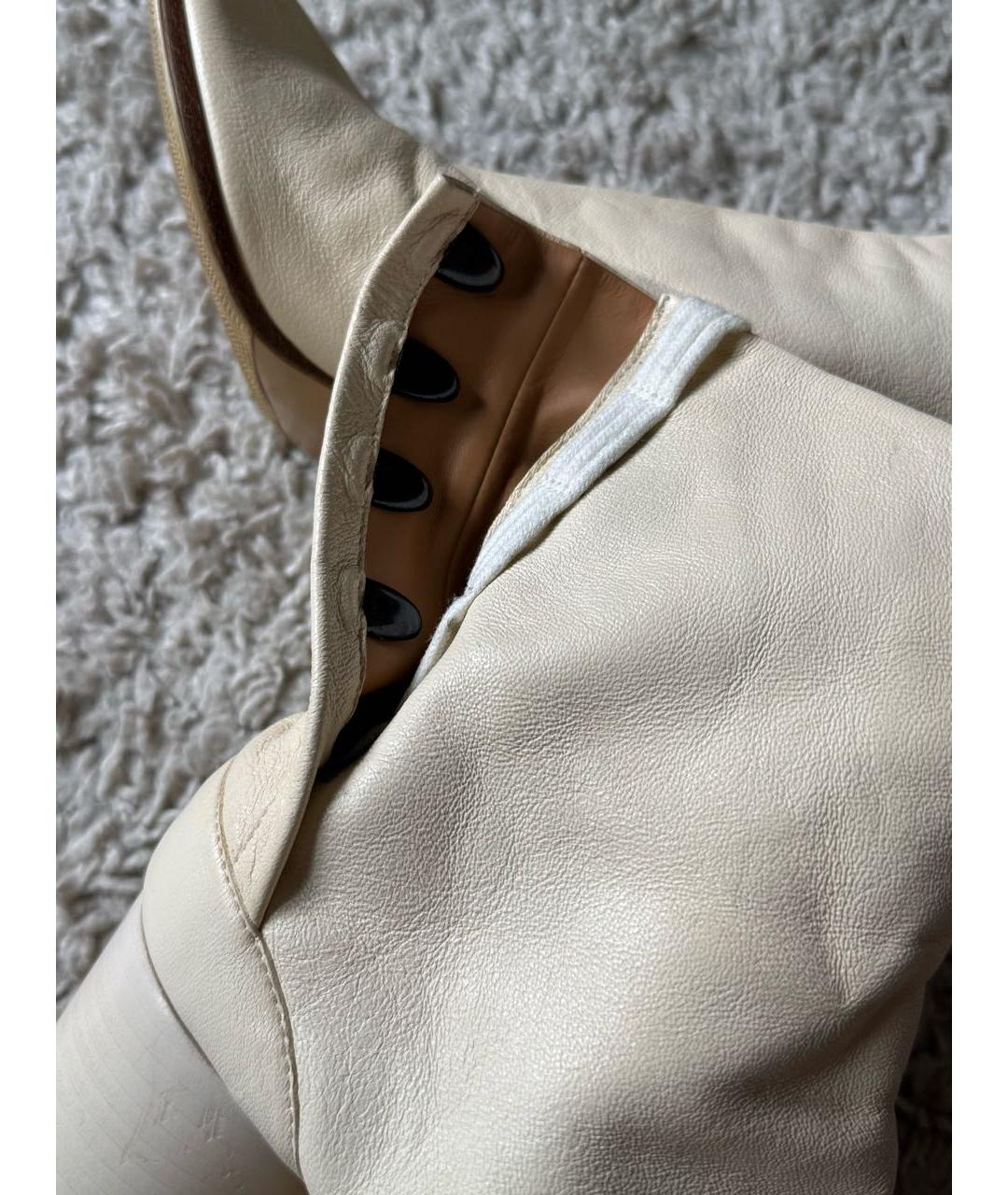 MAISON MARGIELA Бежевые кожаные ботильоны, фото 6