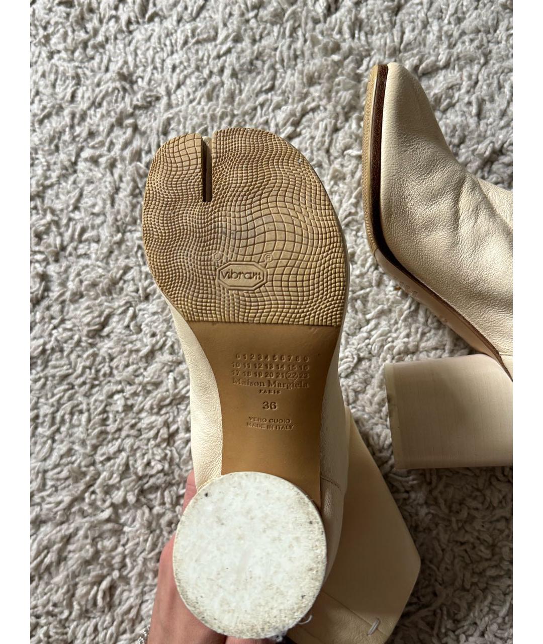 MAISON MARGIELA Бежевые кожаные ботильоны, фото 5