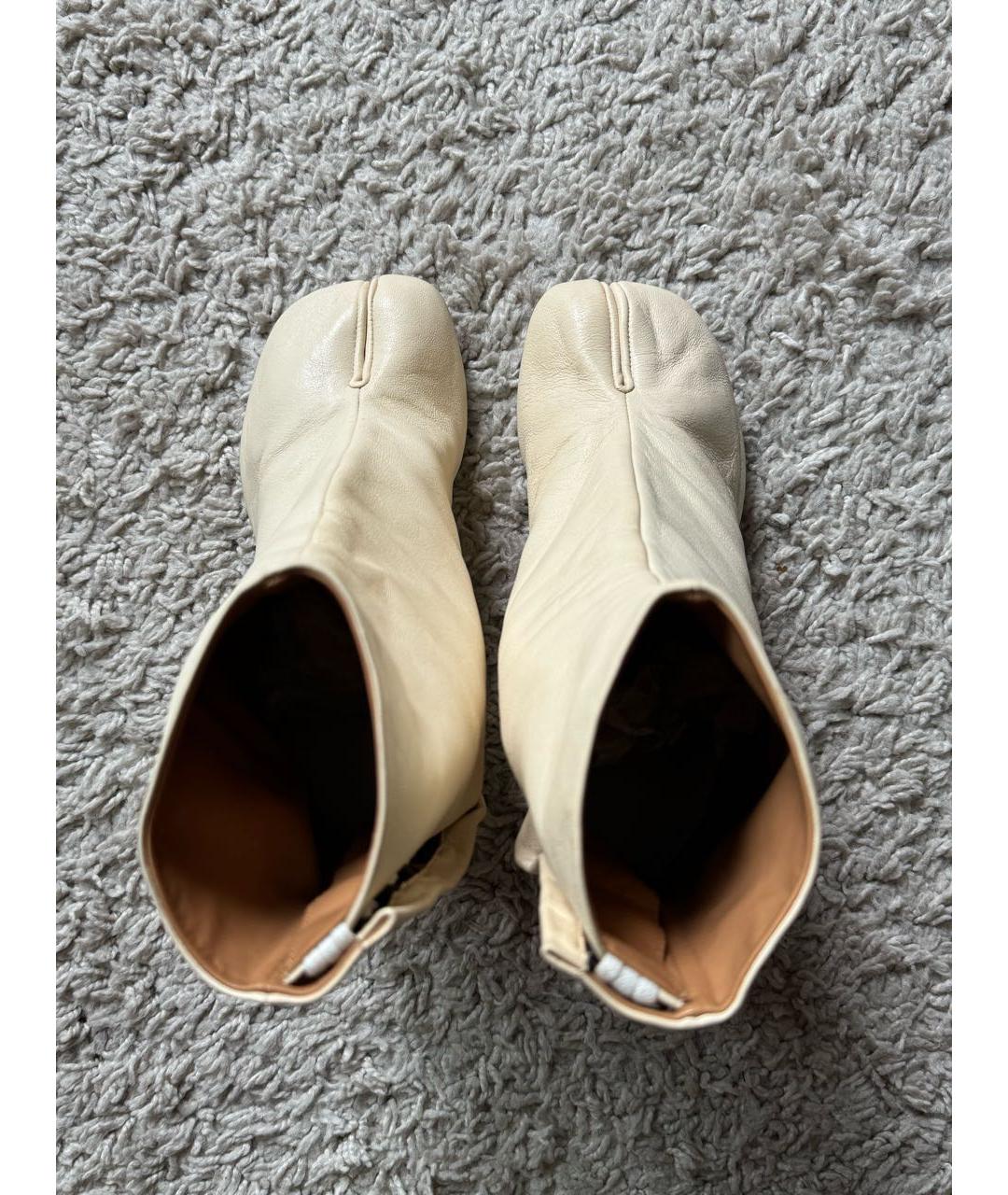 MAISON MARGIELA Бежевые кожаные ботильоны, фото 3