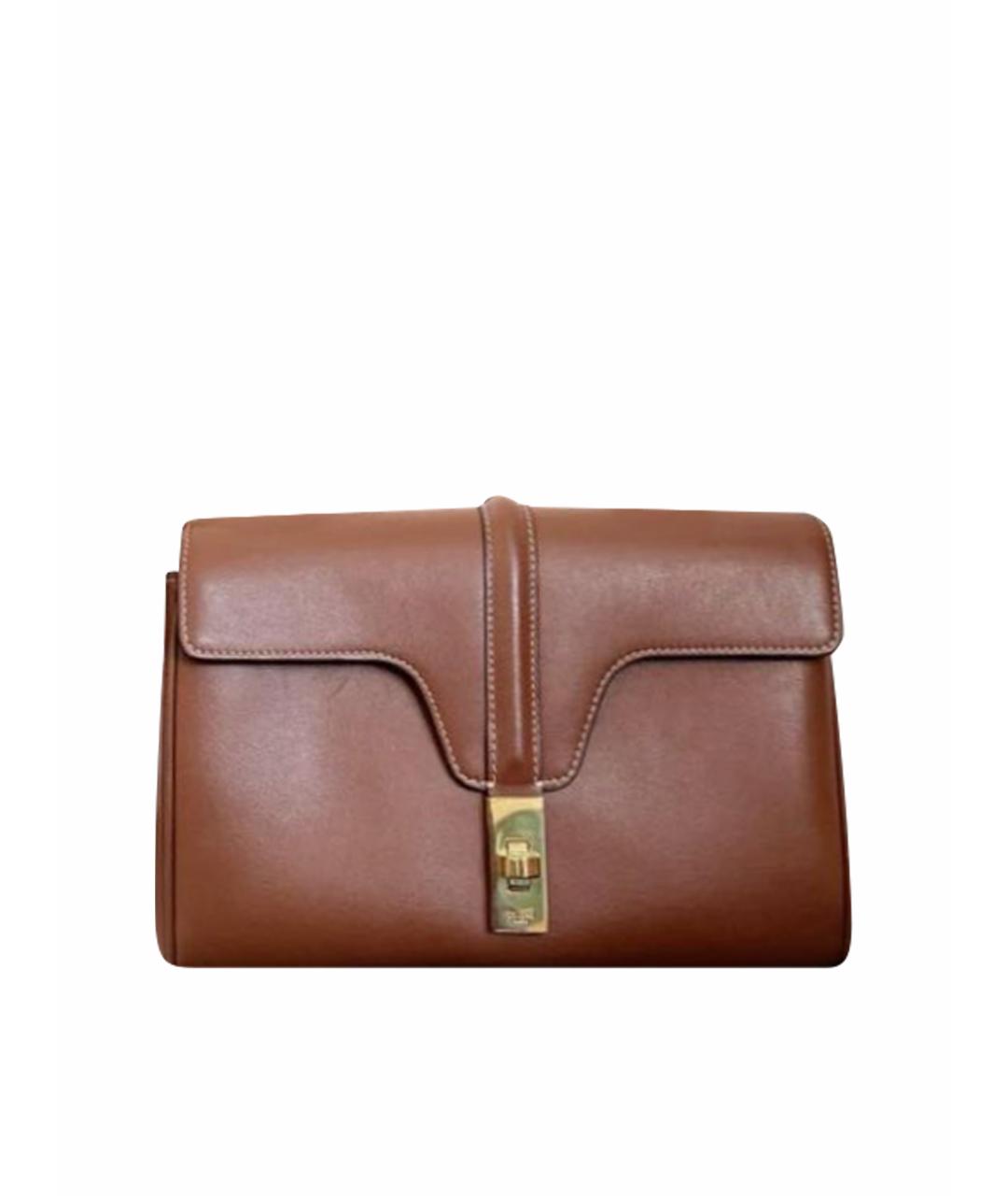 CELINE Коричневая кожаная сумка через плечо, фото 1