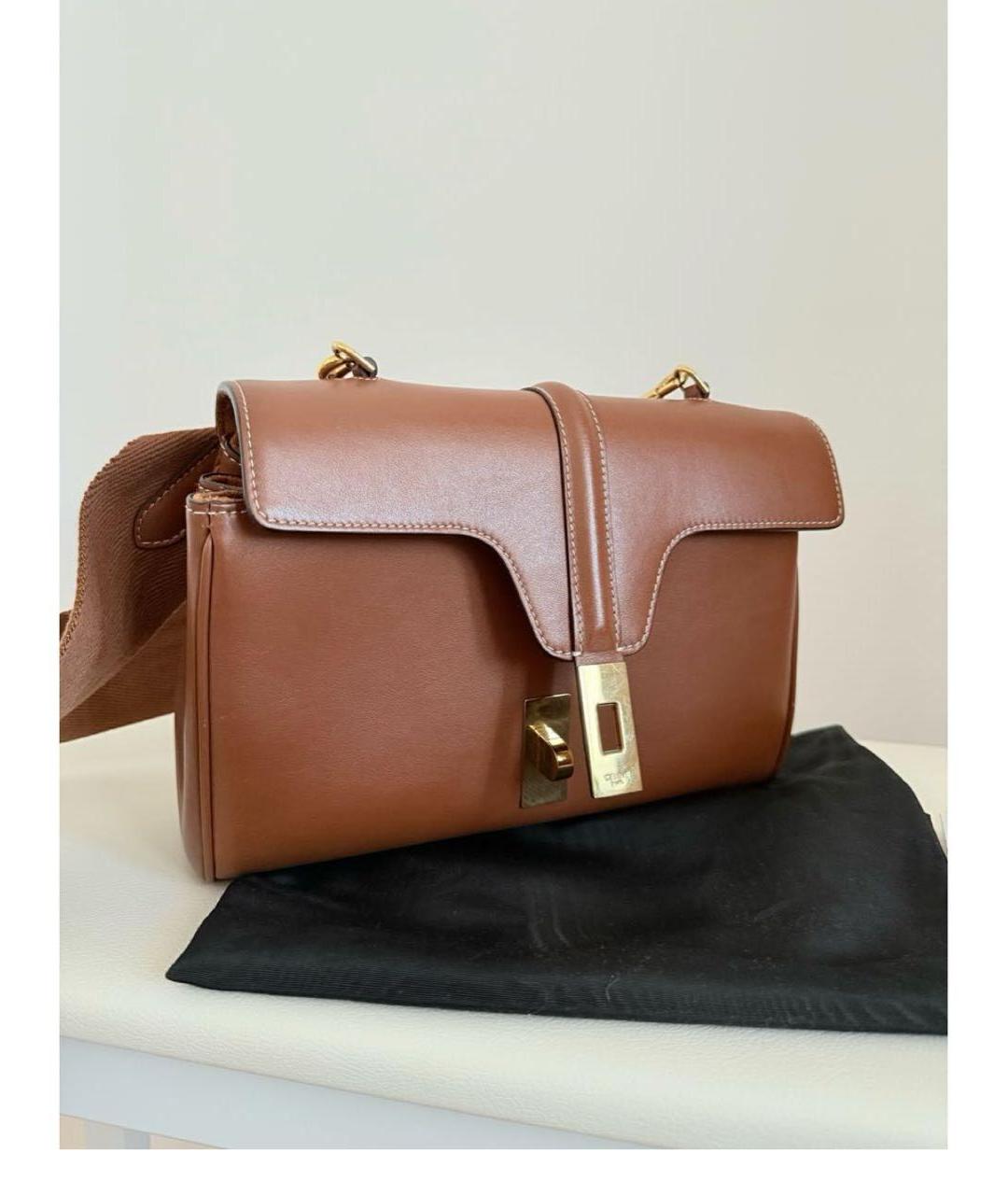 CELINE Коричневая кожаная сумка через плечо, фото 2