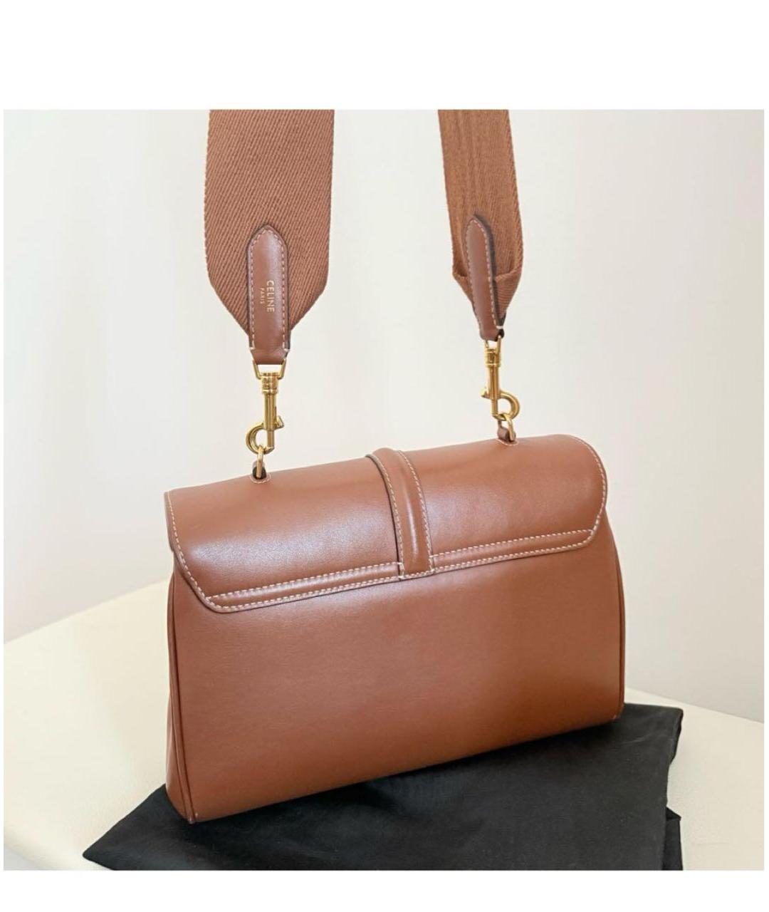 CELINE Коричневая кожаная сумка через плечо, фото 3