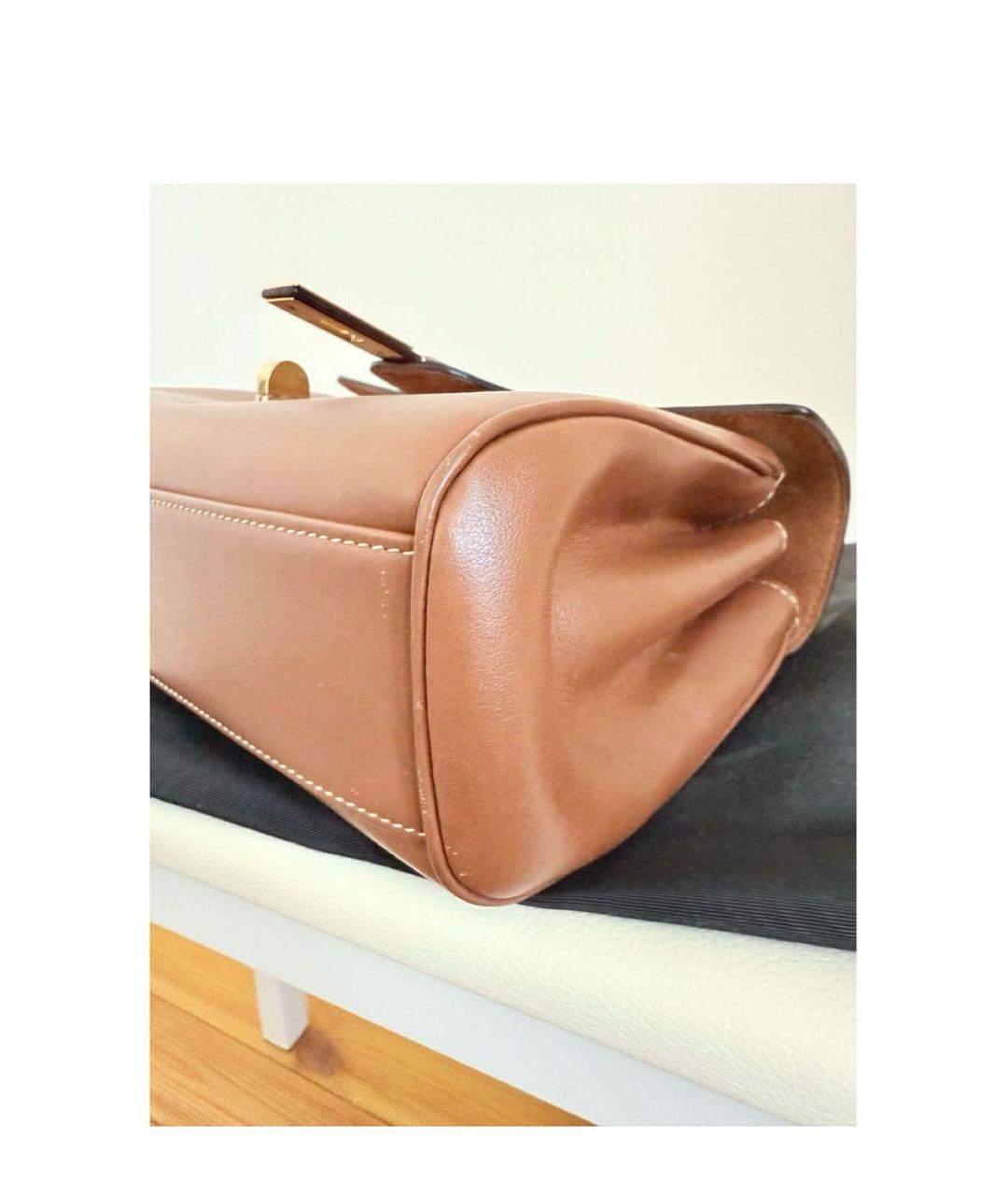 CELINE Коричневая кожаная сумка через плечо, фото 7