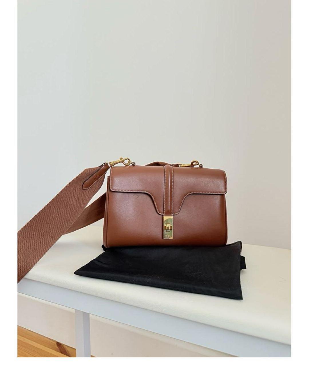 CELINE Коричневая кожаная сумка через плечо, фото 9