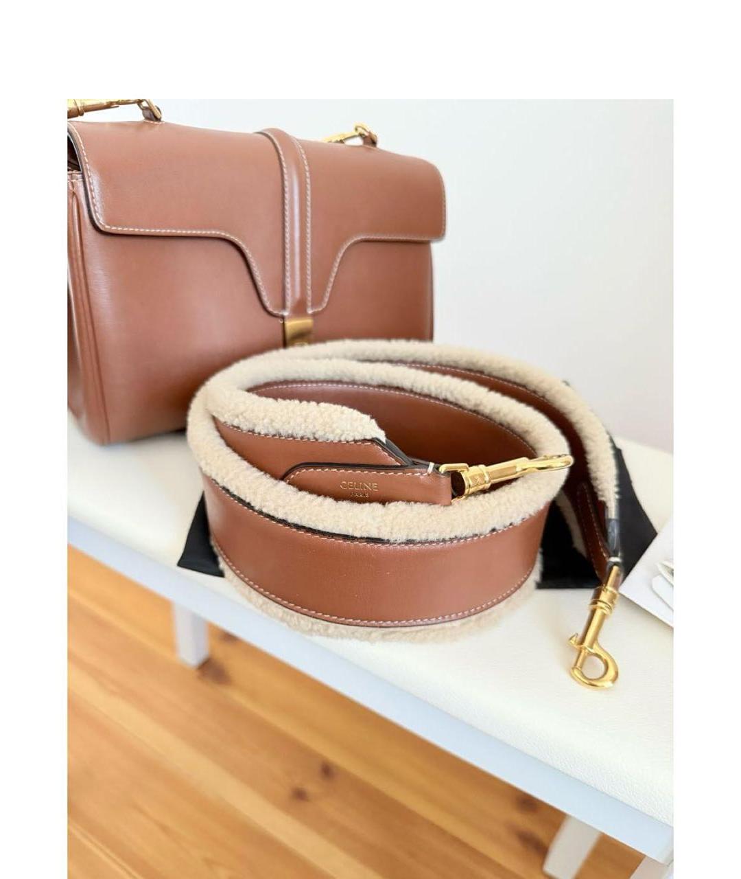 CELINE Коричневая кожаная сумка через плечо, фото 5