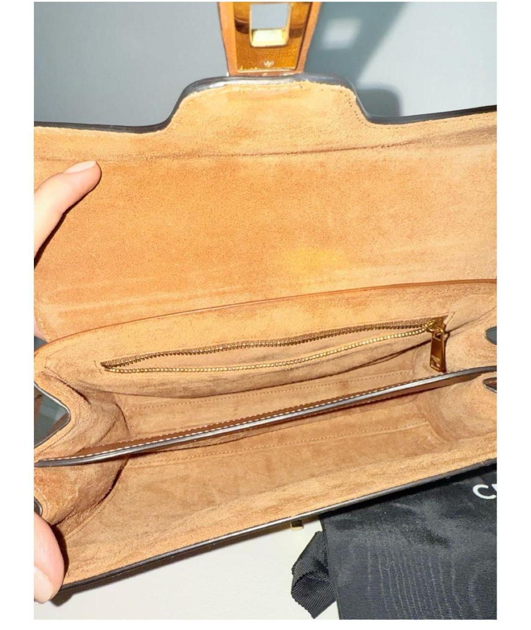 CELINE Коричневая кожаная сумка через плечо, фото 4