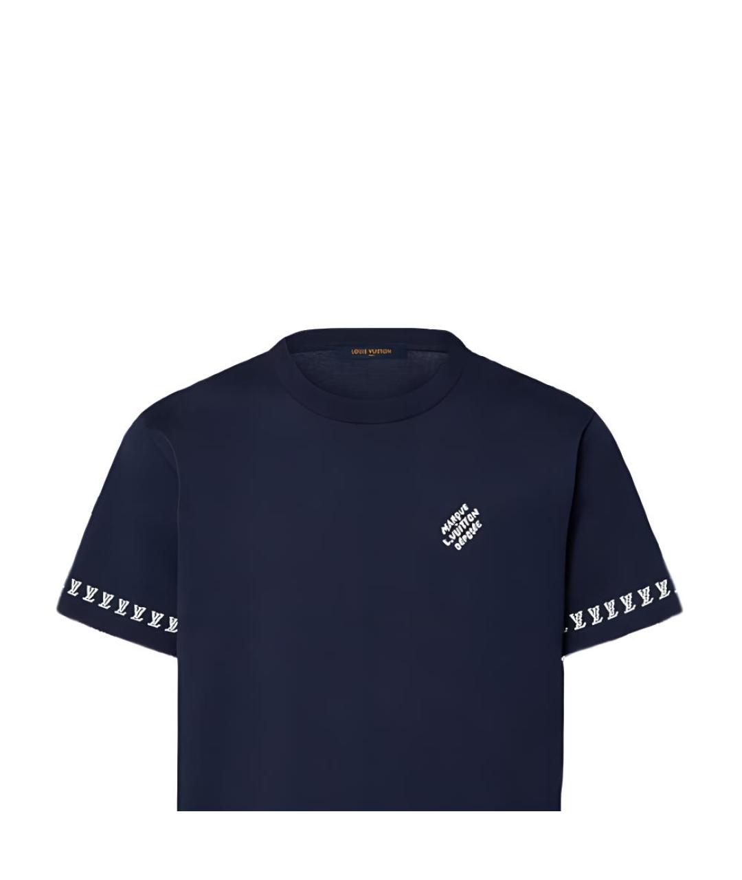 LOUIS VUITTON Темно-синяя хлопковая футболка, фото 6