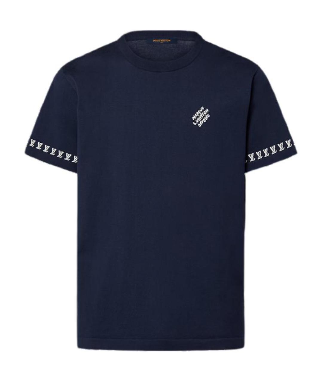 LOUIS VUITTON Темно-синяя хлопковая футболка, фото 1