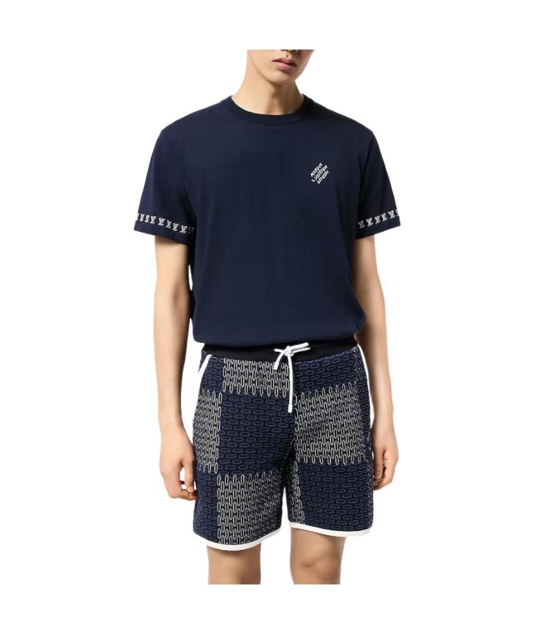 LOUIS VUITTON Темно-синяя хлопковая футболка, фото 2