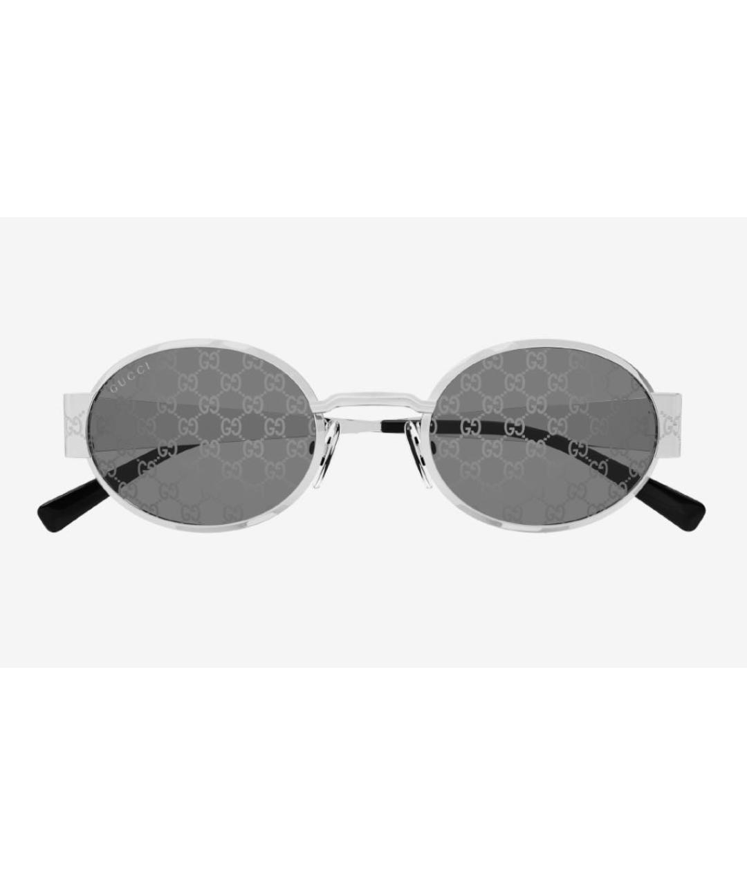 GUCCI Серебряные металлические солнцезащитные очки, фото 2