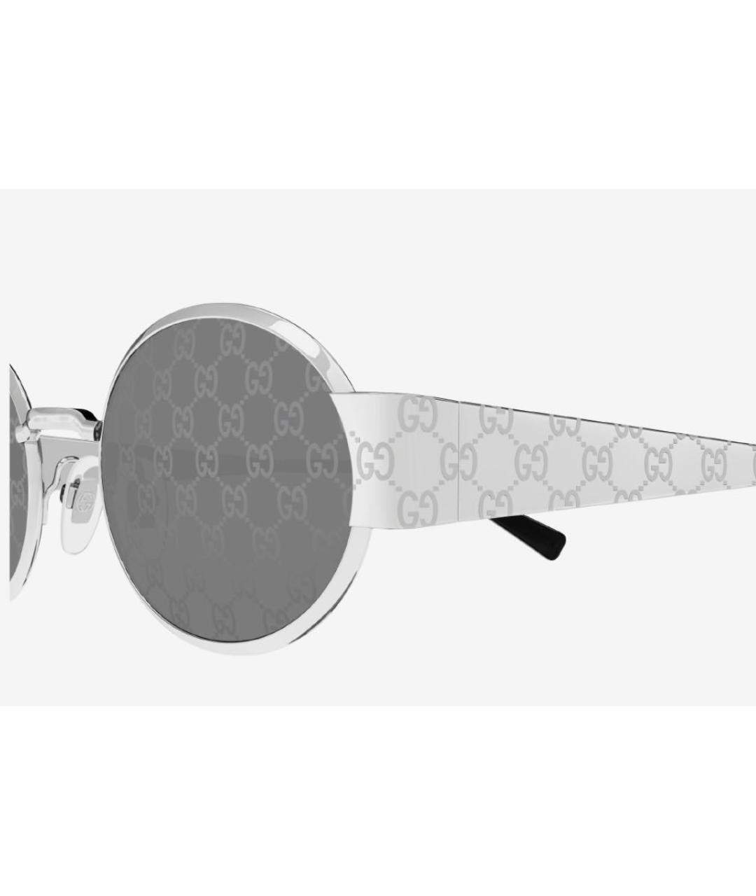 GUCCI Серебряные металлические солнцезащитные очки, фото 3