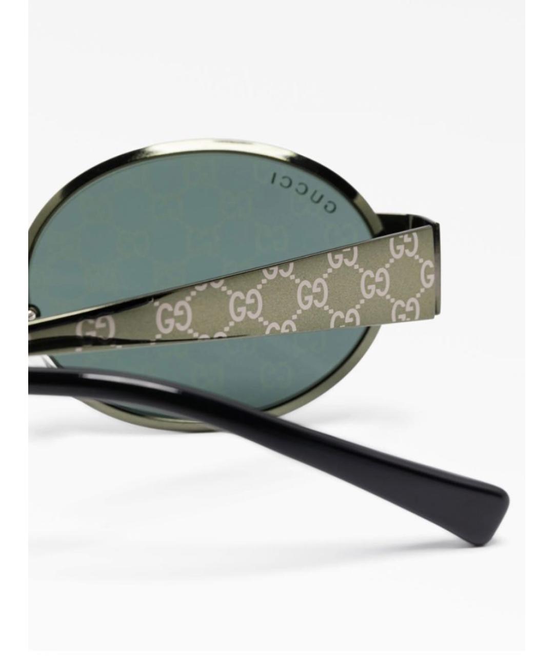 GUCCI Хаки металлические солнцезащитные очки, фото 3