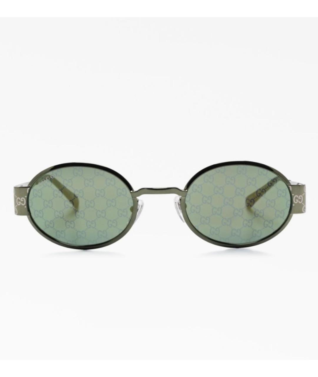 GUCCI Хаки металлические солнцезащитные очки, фото 4