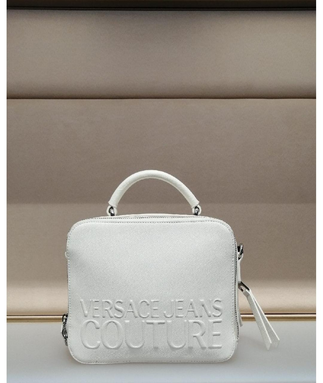 VERSACE JEANS COUTURE Белая кожаная сумка через плечо, фото 4