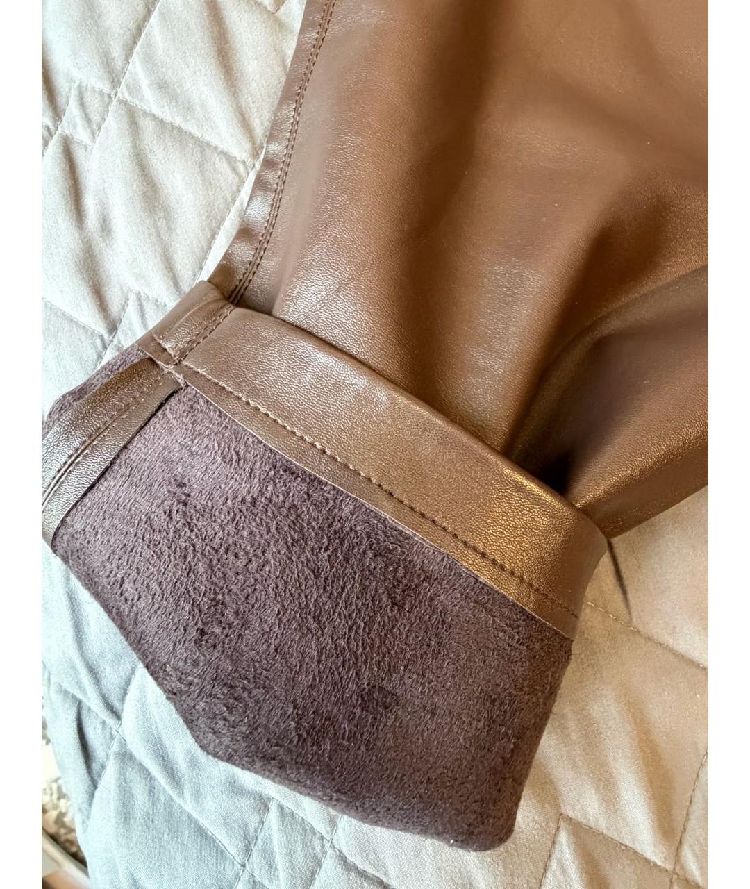 12 STOREEZ Коричневые полиуретановые брюки широкие, фото 8