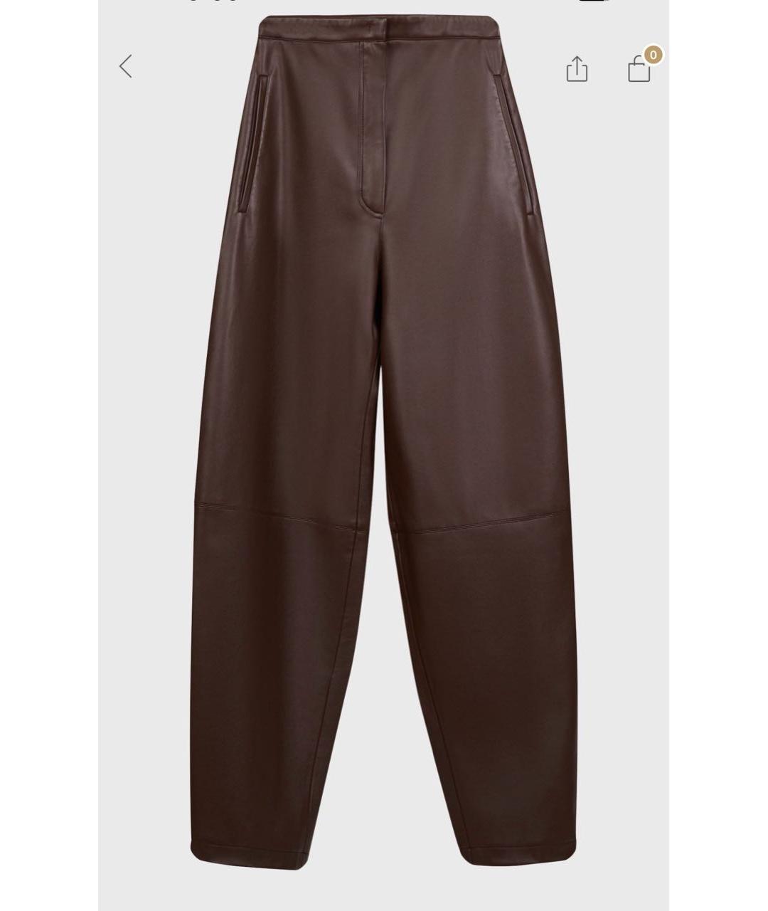 12 STOREEZ Коричневые полиуретановые брюки широкие, фото 9
