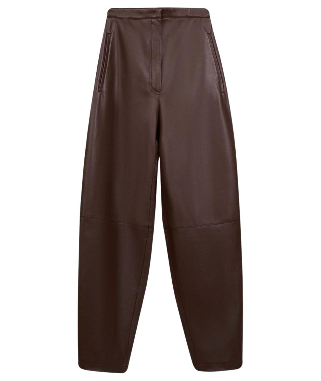12 STOREEZ Коричневые полиуретановые брюки широкие, фото 1
