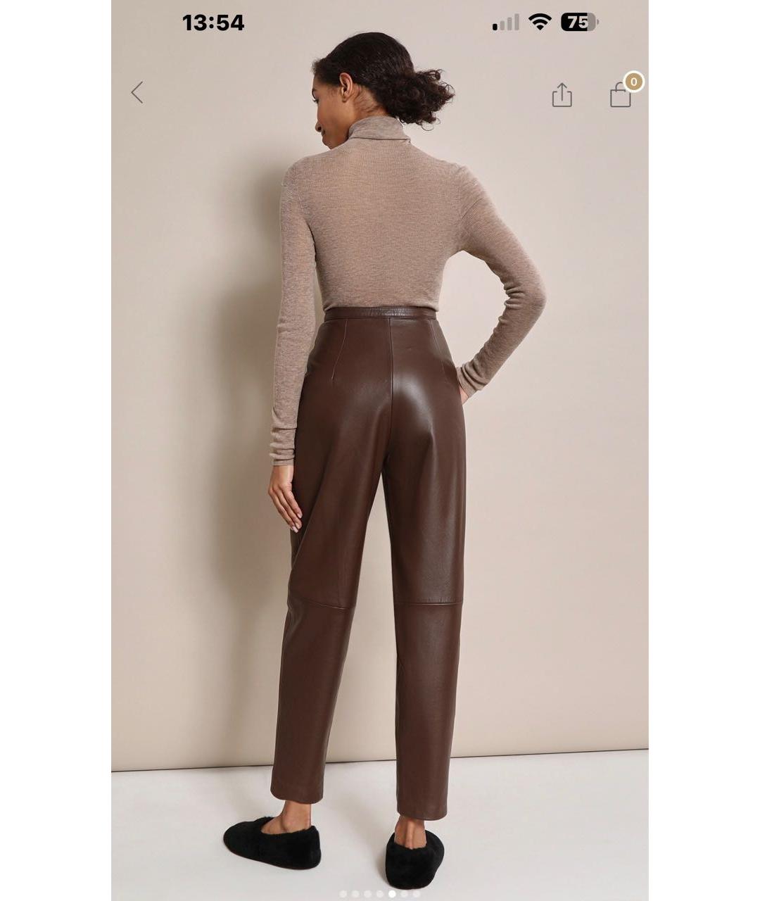 12 STOREEZ Коричневые полиуретановые брюки широкие, фото 5