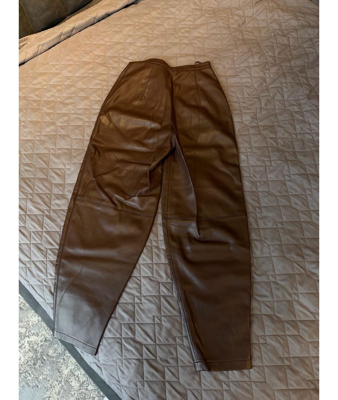 12 STOREEZ Коричневые полиуретановые брюки широкие, фото 2
