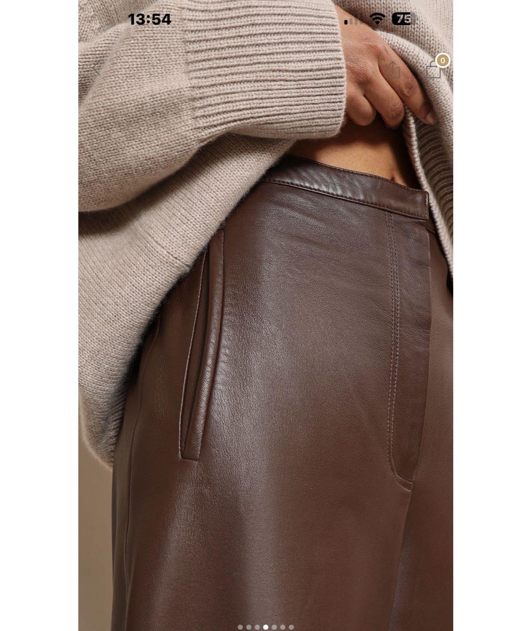 12 STOREEZ Коричневые полиуретановые брюки широкие, фото 6