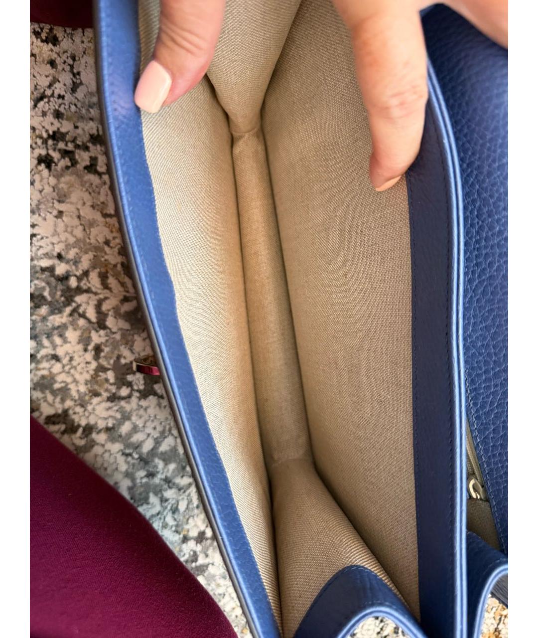 GUCCI Синяя кожаная сумка через плечо, фото 3