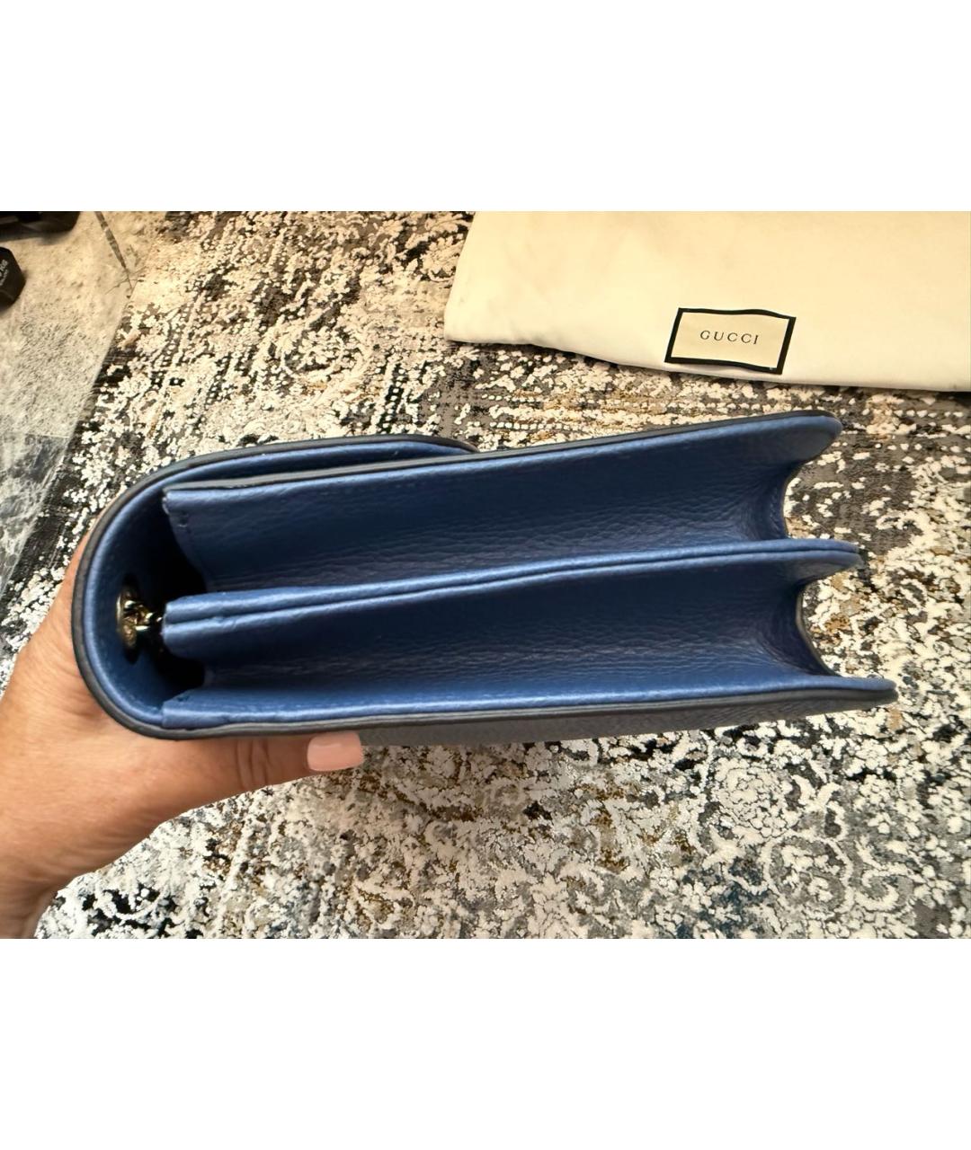GUCCI Синяя кожаная сумка через плечо, фото 5