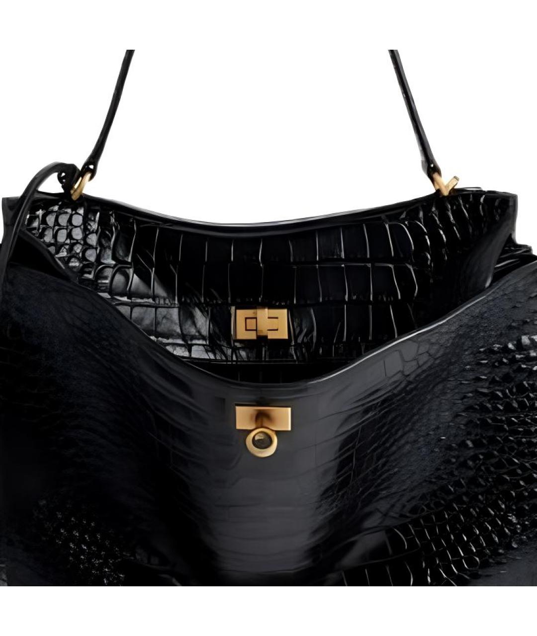 BALENCIAGA Черная кожаная сумка через плечо, фото 2