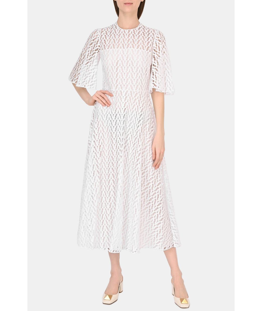 VALENTINO Белое хлопковое повседневное платье, фото 4