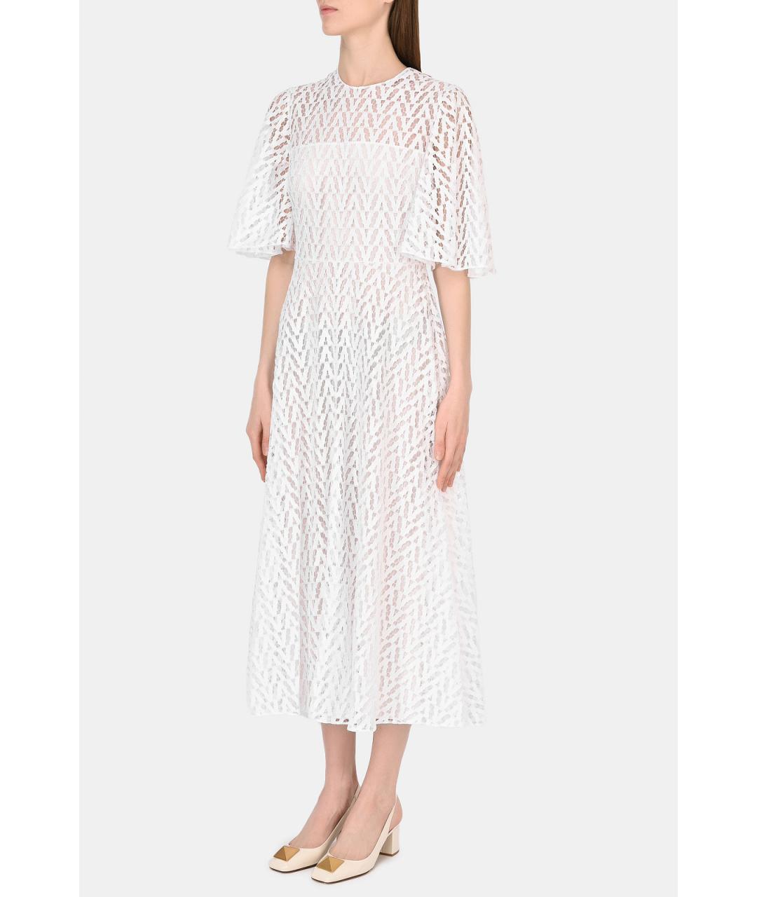 VALENTINO Белое хлопковое повседневное платье, фото 3