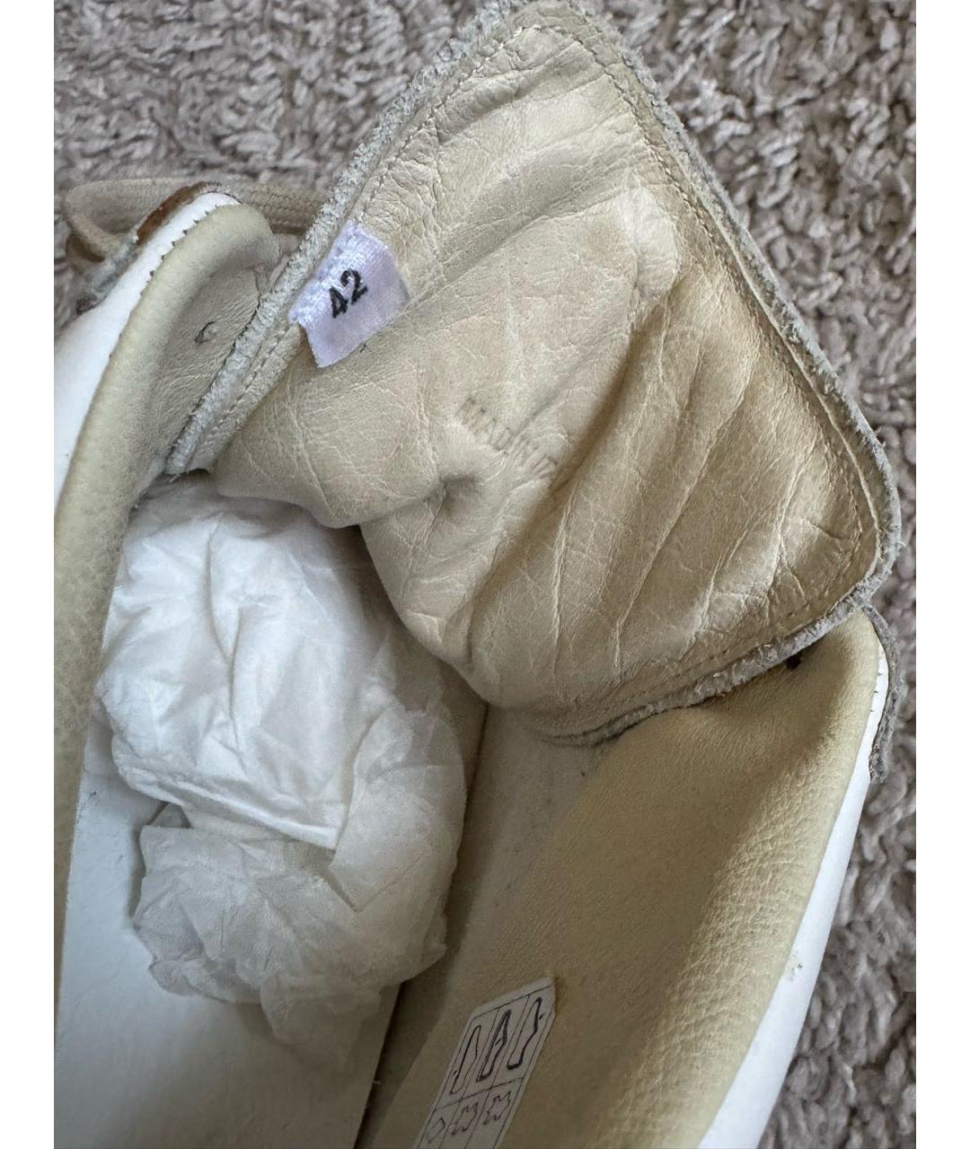 MAISON MARGIELA Белые кожаные высокие кроссовки / кеды, фото 5