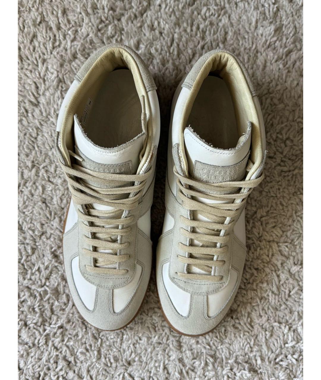 MAISON MARGIELA Белые кожаные высокие кроссовки / кеды, фото 3