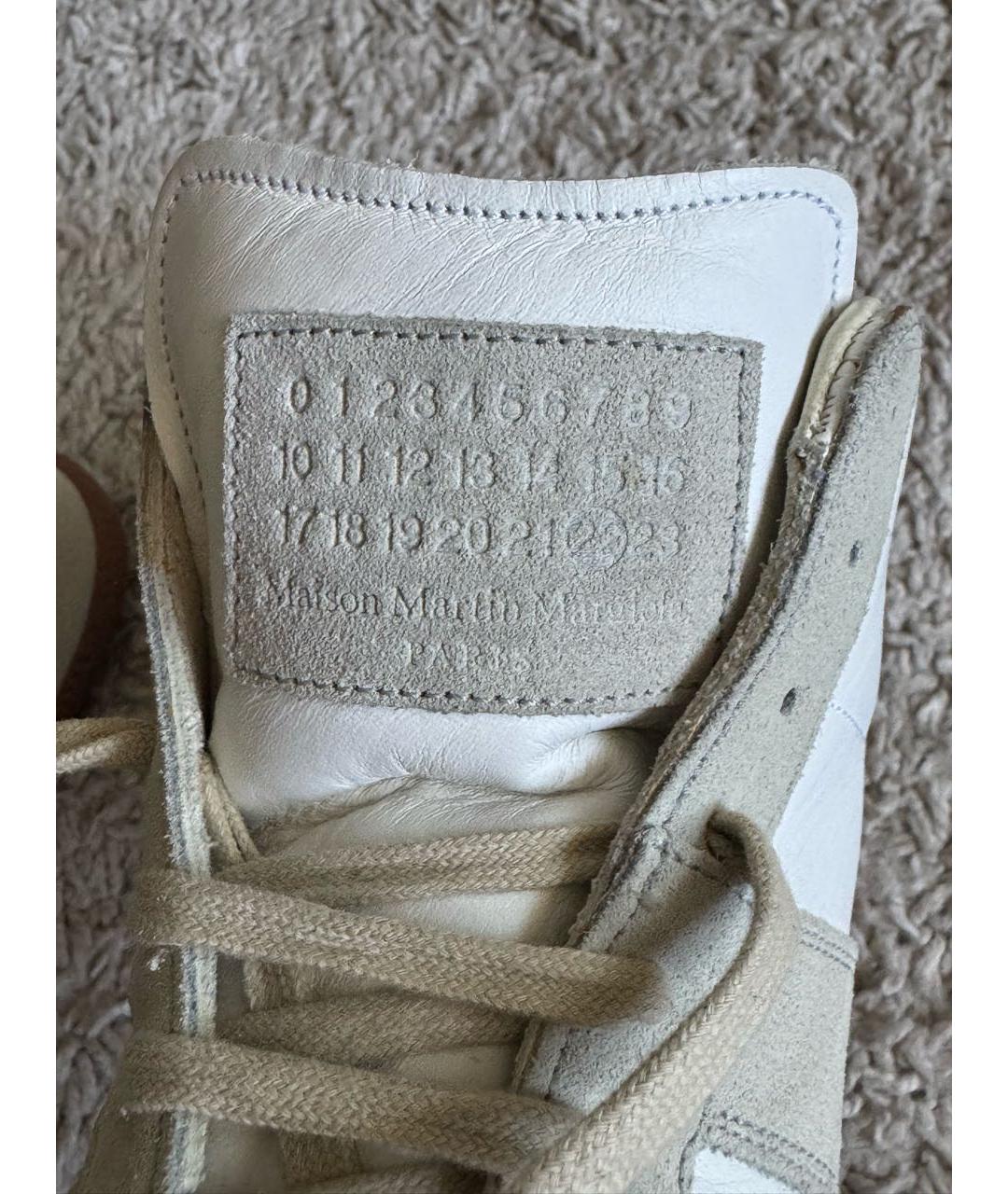 MAISON MARGIELA Белые кожаные высокие кроссовки / кеды, фото 4